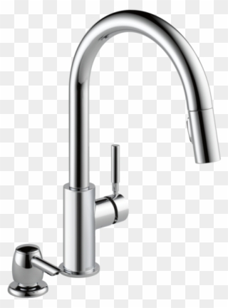 Single Handle Pull Down Kitchen Faucet With Soap Dispenser - Delta Faucets Kitchen Clipart