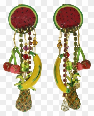 Vtg 90's Lunch At The Ritz Latr Fresh Fruit Dangle - Earrings Clipart