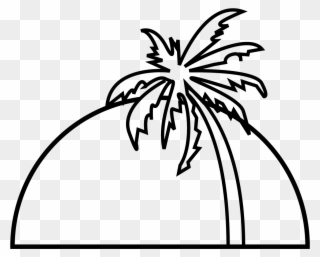 Palm Tree Sunset - Tennis Ball Outline Clipart