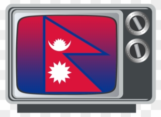 Nepal Flag On Tv - Old Television Black And White Clipart