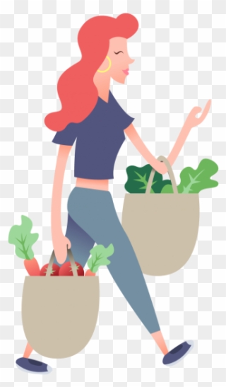 Grocery Shopping Girl - Grocery Shopping Illustration Clipart