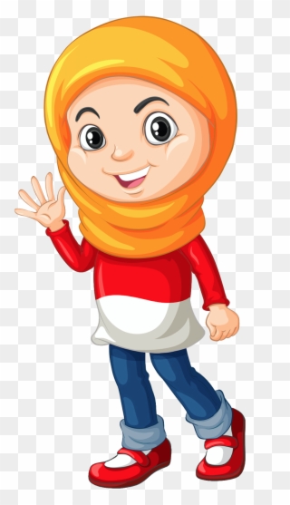 Muslim Girl In Different Actions - Boys And Girls Moslem Clipart