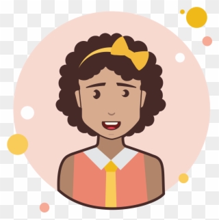 Brown Curly Hair Business Lady With Bow Icon - Illustration Clipart