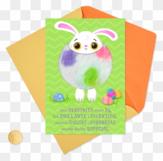 Puffy Fluffy Easter Bunny Spanish-language Easter Card - Construction Paper Clipart