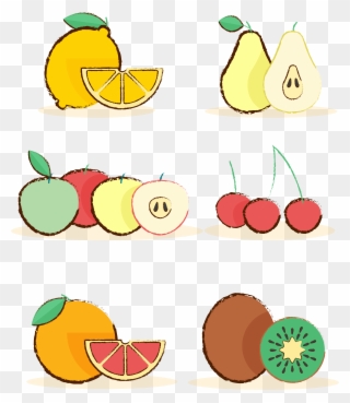 Zitrone Birne Apfel Kirsche Png Und Vektorabbildung Clipart