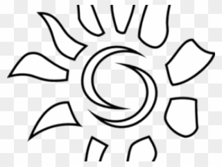 Drawn Sun Outline - Coloring Logo Icon Clipart