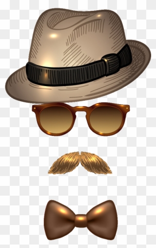Sunglasses Fedora Moustache Avatar Hat Man Clipart - Moustach Et Papillon Logo - Png Download