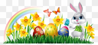 Easter Bunny Clipart Free Download - Easter Bunny With Eggs Clipart - Png Download