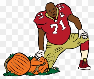 Free Sf 49er With A Pumpkin - Animated Moving Football Players Clipart