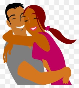 Couple Hugging Clip Art - Clipart Couple Black - Png Download