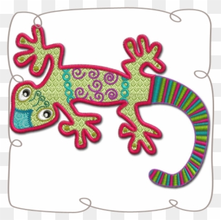 Crazy Gecko Applique - Machine Embroidery Clipart