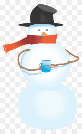 Snowman Free To Use Clipart - Snowman Holding A Cup - Png Download