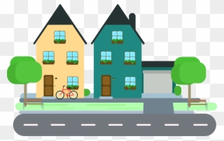 Sensational Design Neighborhood Clipart House Clip - Houses Cartoon Png Transparent Png