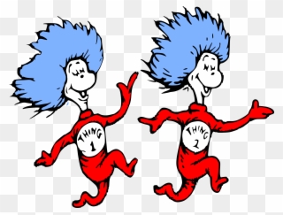 Wall Dr Seuss Thing 1 Amp Thing 2 Character Kids Room - Dr Seuss Characters Png Clipart