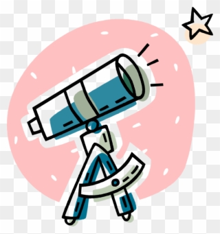 Vector Illustration Of Optical Telescope Observes The - Telescope And Stars Clipart - Png Download