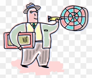 Vector Illustration Of Businessman Plays Darts With Clipart