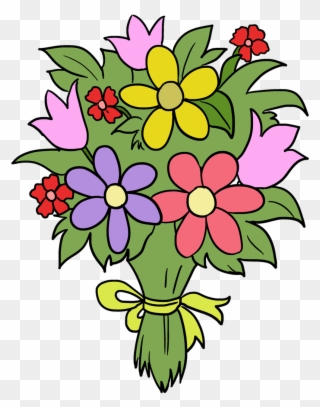 Bouquet Clipart Fun Flower - Flower Bouquet Drawing Easy - Png Download