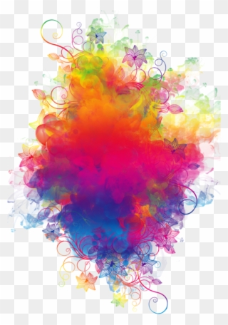 Boom Smoke Colorful Watercolor Rainbow Flowers Colorspl - Colored Smoke Background Png Clipart
