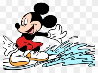 Swimming Clipart Mickey - Surfing Mickey Mouse - Png Download
