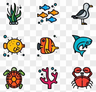 Sea Life - Ocean Icons Clipart