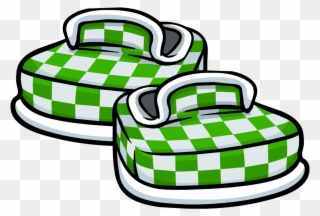 Vector Free Green Checkered Shoes Club Penguin Rewritten - Club Penguin Shoes Clipart