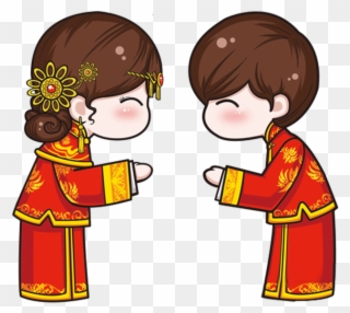 Chinese Wedding Cartoon Men And Women Ⓒ - Chinese Wedding Cartoon Png Clipart