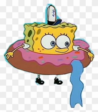 Spongebob Sticker - Spongebob In Donut Png Clipart