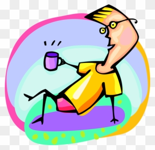 Vector Illustration Of Man Enjoying Cup Of Coffee In Clipart