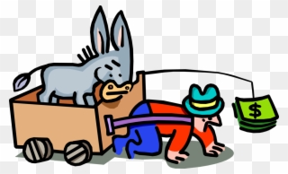 Clip Library Download Leads Man With Money On Stick - Donkey On The Man Cartoon - Png Download