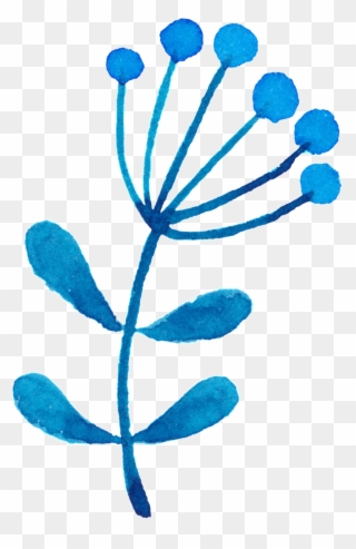 Fashion Blue Flowers Decoration Vector - Floral Design Clipart