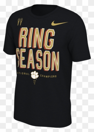 Boys Clemson Ring Season National Champions Short Sleeve - Active Shirt Clipart