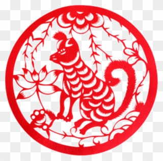 Chinese New Year Paper Cutting Wind Dog Element Design - Papercutting Clipart
