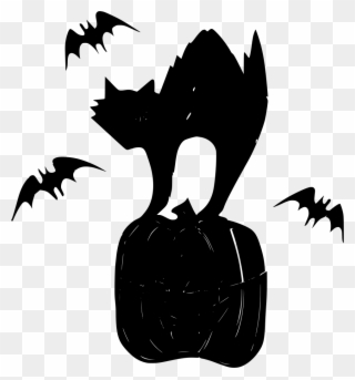 Download Png - Black Cat Clipart Halloween Transparent Png