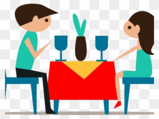 Dining Table Clipart Couple Dinner - Cartoon Couple Eating Dinner - Png Download