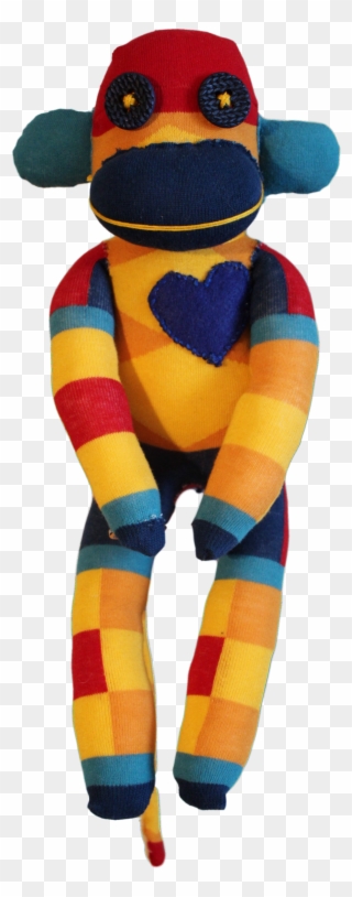 Handmade Sock Monkey Plush Toy With Funky Pattern Socks - Stuffed Toy Clipart