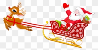 Free Png Santa And Reindeer With Sled Png - Santa Claus With Reindeer Png Clipart