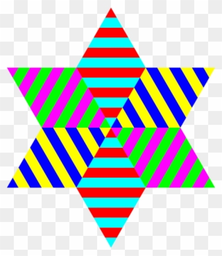 Hexagram Triangle Rainbow Clip Art - Multicolor Star - Png Download