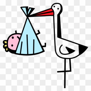 Vector Illustration Of Stork Bird Delivers Newborn Clipart