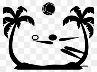 Volleyball Clipart Chair - Palm Tree Beach Silhouette - Png Download