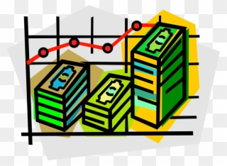 Vector Illustration Of Sales Chart With Dollar Paper - Economics Clipart