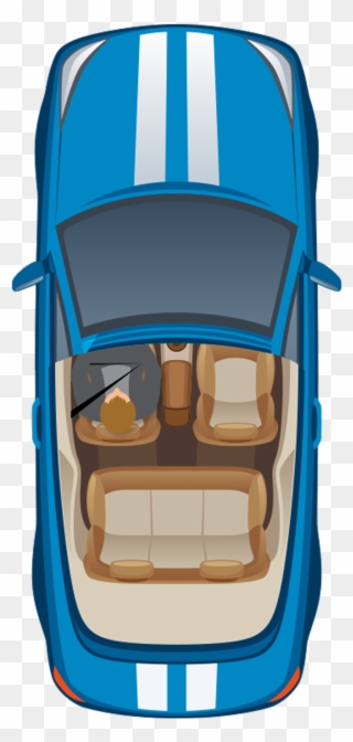 Awesome Blue Car With Top Removed To Show Passengers - Illustration Clipart