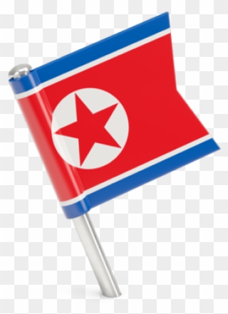 Square Pin Illustration Of - North Korean Flag Png Clipart