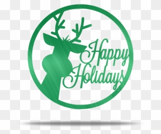 Happy Holidays Reindeer Steel Wall Sign - Illustration Clipart