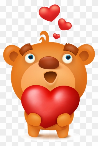 Cartoon Cute Heart Shaped Bear Element - Heart Clipart