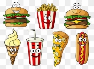 Hamburger Hot Dog Soft Drink Fast Food Cheeseburger - Ice Cream And Fries Clipart - Png Download