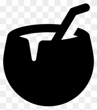 Coconut Cocktail Icon - Emblem Clipart