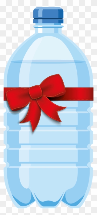 Pet-wasserflasche Mit Blauem Deckel Und Roter Schleife Clipart