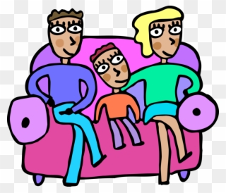 Vector Illustration Of Family Sits On Living Room Couch Clipart