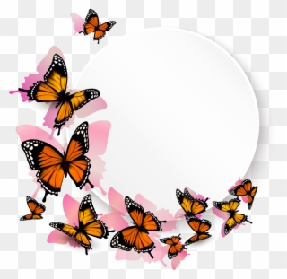 Free Flower Border Clip Art Black And White - Butterfly Png Monarch Transparent Png