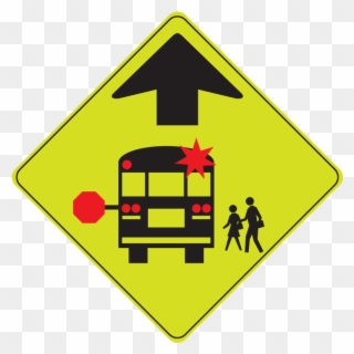 School Bus Stop Ahead Sign Clipart